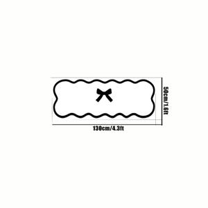 TEMU 프렌치 로맨틱 크리에이티브 흑백 리본 프린트 거실 카펫 1개, 10mm 두께 고급 인조 캐시미어, 점박이 플라스틱 미끄럼 방지 뒷면, 고급 가정 장식, 드레스룸, 소파, 커피 테이블 매트, 트렌디한 컬러 블록 디자인, 침실 침대 옆 러그