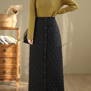 TEMU 겨울 스커트 하이웨스트 플러스 사이즈 확장형 윈드쉴드 따뜻한 A라인 두꺼운 확장형 스냅 버튼 스커트