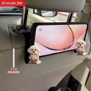 TEMU [2D 플랫] 2개입 - 귀여운 우유 차 Bichon 패턴 2D 차량용 시트 후크, 숨겨진 뒷좌석 수납 후크, 스타일리시 디자인, 아크릴 다기능 차량용 액세서리, 가방, 물병 등 정리용