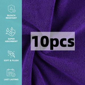 TEMU 10개입 마이크로파이버 세면타월 & 핸드타월 - 고흡수성 부드러운 욕실, 스파, 헬스장, 호텔용 - 12x12인치 사각타월, 얼굴, 몸, 손, 접시, 애완동물용 - 다목적 타월 세트