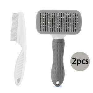 TEMU 2개 세트 펫 마사지 빗, 털빠짐 제거 빗, 벼룩 및 떠다니는 털 제거, 강아지와 고양이의 털빠짐 제거 도구, 원클릭 펫 빗, 벼룩 빗