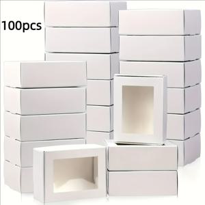 TEMU 그녀/그를 위한 선물 24/100개 미니 윈도우 박스 - 단색 튼튼한 종이 선물 상자, 소품, 오일 샘플, 파티 선물용 - 조립형, 컴팩트 장식 포장 (파티, 결혼식, 생일 등 다목적 사용)