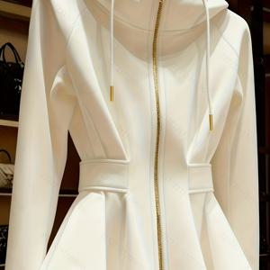 TEMU 우아한 단색 후드 집업 탑