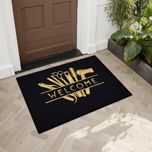 TEMU [제품] [플란넬 및 1cm 두께 스펀지 소재] 재미있는 현관 매트 | 골든 헤어 스타일링 도구 웰컴 패턴 프린트 매트, 침실, 주방, 식당, 욕실 등에 적합, 미끄럼 방지 및 세탁기 사용 가능, 다기능 플란넬 매트