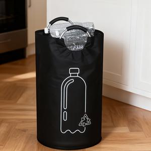 TEMU 왁스 코팅 찢어짐 방지 내벽이 있는 두꺼운 옥스포드 천 접이식 재활용 휴지통, 주방 및 거실 쓰레기 분리용 대용량 수납함, 휴대용 손잡이가 있는 재활용 봉투. 플라스틱병, 탄산음료 캔, 유리병과 같은 재활용품에 적합. 공간 절약 및 보관이 쉬운 스타일리시한 가정용 분리수거함. 무취 폴리에스터 섬유 제작. 사무실 및 야외용으로 모두 적합