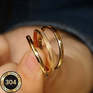 TEMU 여성을 위한 스택형 반지 3종 세트. 18K 금도금 304 스테인리스 스틸 재질이며, 반짝이는 무광 및 무광 마감이 함께 제공됩니다. 이 반지는 저자극성이며, 변색에 강합니다.