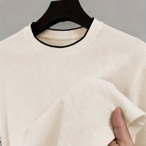 TEMU 봄/여름 신상 남성 티셔츠 풀오버, 자카드 니트 소재, 스포츠, 캐주얼, 아웃도어 조깅, 피트니스 트레이닝에 필수