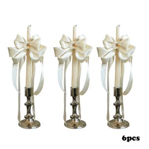 TEMU 6개/11개 대형 새틴 리본 보우 - /핑크, 결혼식, 어머니의 날, 생일 장식용, 촛대, 와인잔, 선물 포장용 코케트 보우, 봄 & 밸런타인데이 장식용