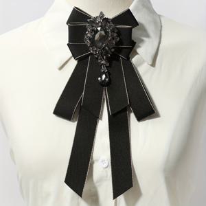 TEMU 1개 우아한 여성 패션 보석 꽃 목 칼라, 폴리에스터 100% 짜임, 이브닝 파티 스타일, 세탁 금지 - 블랙