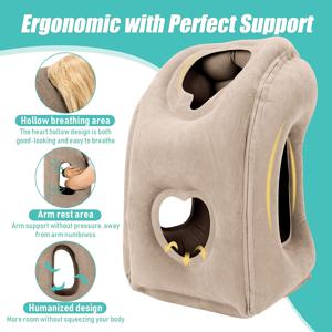 TEMU 1개 특허 밸브 디자인의 여행용 인플레이터블 베개 - 목 & 머리 지지 조절 가능, 경량 중간 단단함 에르고노믹 공기 베개, 장거리 비행기, 자동차, 버스, 기차, 사무실 낮잠 (혼합 색상), 부드러운 소재, 비즈니스 출장용 쿠션