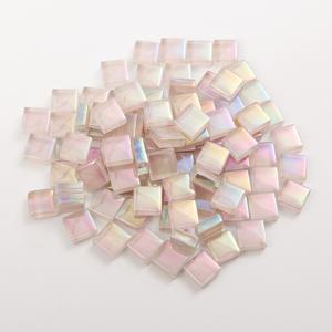 TEMU 사이즈: 0.393*0.393/10*10 Mm 무지개빛 핑크 유리 컬러 타일 공예 재료 105개입. 컵/양초 홀더/장식 키트/사진 프레임/캐비닛 도어/배경 벽/조리대/코스터/보석 보관용 창의적인 프로젝트에 적합
