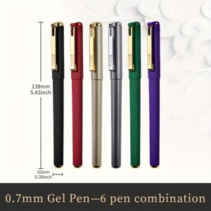 TEMU 0.7mm 팁의 클래식 시리즈 컬러 젤 펜 6개 세트. 하드 펜 서예를 위해 디자인되었으며, 중국 서예 쓰기에 적합합니다. 고품질의 쓰기 경험을 제공하며, 아티스트에게 이상적입니다.