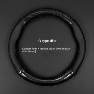 TEMU 카본 파이버 퍼포레이션 인조 가죽 자동차 핸들 커버, 범용 사계절 미끄럼 방지 내마모성 땀 흡수성 정품 인조 가죽 핸들 커버