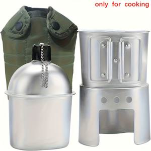 TEMU 워터 캔틴 컵 백 세트, 휴대용 캠핑용 캔틴, 생존 자연 체험, 하이킹 및 백패킹 장비, 요리 전용