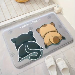 TEMU 1개 귀여운 만화 패턴 바닥 매트, 세탁기 사용 가능한 욕실 미끄럼 방지 매트, 부드러운 플란넬 목욕 담요, 가정 거실 욕실 흡수 카펫, 욕실 장면 장식, 방 장식, 집 장식