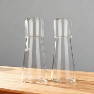 TEMU 2세트 27oz 침대 옆 물병 세트, 투블러 유리컵 포함, 투명 야간 물병 세트, 유리 가글병, 대용량 고강도 보로실리케이트 유리 냉온수 차 주전자 컵 세트, 침실, 거실, 욕실, 선물용, 침대 옆 테이블 음료 용기,침대 옆 물 디스펜서,텀블러 및 카라페 콤보,재사용 가능한 음료용품 세트, 미학