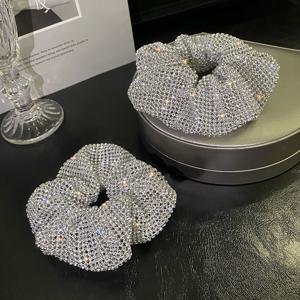 TEMU 2개 팩 레트로 반짝반짝 라인스톤 장식 대장 모양 헤어 고리 신축성있는 헤어 로프 포니테일 거치대 여성 및 일상 사용