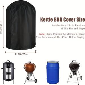 TEMU 숯불 그릴 커버 1개, 숯불 케틀용 BBQ 그릴 커버, 고강도 야외 훈제기 커버, 대부분의 숯불 케틀형 그릴에 적합(홀랜드, 브링크만, 젠 에어, , Kettle Brands of BBQ Grill 등)