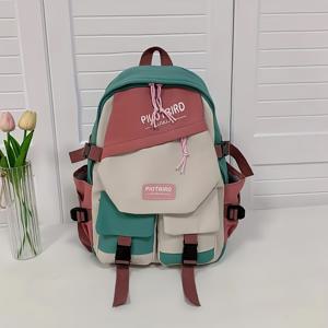 TEMU 중고등학생용 한국 스타일 경량 대용량 패션 다용도 대비색 백팩