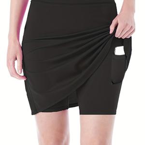 TEMU 서양 스타일 여성용 캐주얼 반바지 (포켓 포함), 운동용 피트니스 러닝 요가 테니스 스커트