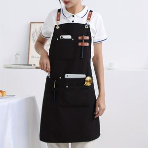 TEMU 1 폴리에스터 앞치마, 고급 디자인, 부드럽고 통기성 좋은, 포켓 4개, 레스토랑, 주방 등 다양한 장소에서 사용 가능, 모던 앞치마