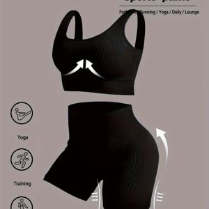 TEMU 브라 반바지 세트, 요가 운동복