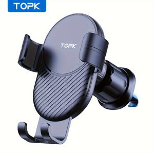 TEMU TOPK 차량 통풍구 휴대폰 거치대, 조절 가능한 메탈 후크, 중력 센서 포함, 모든 휴대폰과 호환되는 차량용 에어 벤트 휴대폰 거치대