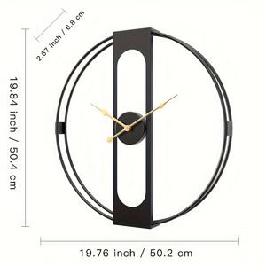 TEMU 1개 20인치 모던 트렌디 스타일리시 블랙 메탈 이중 레이어 할로우 3D 벽시계 (거실 및 침실용), 저소음 대형 벽시계