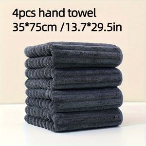 TEMU 4줄무늬 딥 컬러 캔디 바 타월 4개/세트, 4개 텍스처 코랄 플리스 핸드 타월, 두꺼운 흡수성 페이스 타월, 순수 데일리 타월 세트, 남녀를 위한 완벽한 타월 선물, 욕실 용품, 가정용품