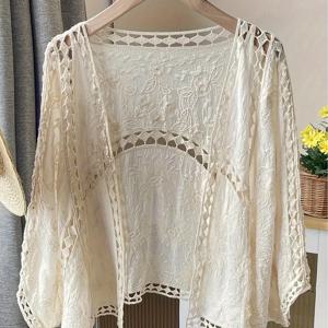 TEMU 여성용 우아한 가디건, 가볍고 시원한 여름과 봄용 커버업, 오픈워크 재킷