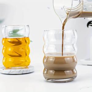 TEMU 1개 유리컵, 11.83온스, 손세척 전용 다용도 커피/차/주스/우유용 여름 및 겨울 사용, 겨울 음료용 유리잔