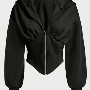 TEMU 여성 캐주얼 퍼플 지퍼업 후드티, 트림 - 긴소매, 드로스트링 후드, 앞면 포켓, 가을/겨울 패션, 캐주얼 웨어 후드티|지퍼업 후드티|후드티