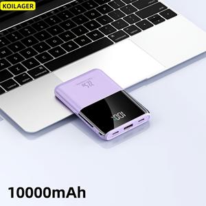 TEMU 미니 초슬림 10000mAh 휴대용 보조배터리, 내장 USB 22.5W 초고속 충전 (듀얼 Type-C/PD20W 양방향 고속 충전) (듀얼 입력/삼중 출력 지원), 소형 대용량 모바일 파워뱅크