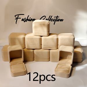 TEMU 12개 벨벳 커플 약혼 반지 상자 고급 주얼리 케이스, 클래식 벨벳 귀걸이 보관함 선물용 주얼리 디스플레이 박스 브로치 홀더 - 결혼식, 약혼, 생일, 기념일에 적합