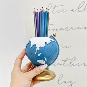 TEMU 1개/창의적인 펜 홀더 유럽 스타일 글로브 펜 홀더 보관 버킷 장식품, 방 거실 장식 사무실 데스크탑 펜 홀더 보관 버킷 보관 도구에 적합, 선생님 학생 생일 선 휴일 선 선물로 적합