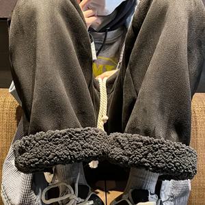 TEMU 여성용 편안한 플리스 안감 와이드 레그 팬츠 - 캐주얼, 두꺼운, 올리브 그린, 신축성 있는 허리끈, 가을과 겨울에 완벽한 편안한 의류 | 편안한 핏 팬츠 | 신축성 있는 허리끈 팬츠