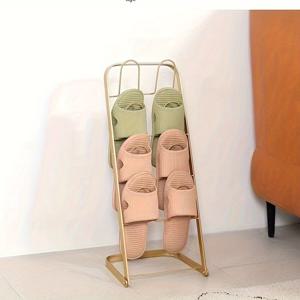 TEMU 1개 철제 접이식 신발 정리대, 4단 가정용 슬리퍼 보관 랙