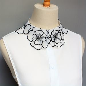 TEMU 1개 추상 자수 꽃 모양 인조 칼라 스티칭 칼라 여성용 우아한 스타일 매력적인 봄 여름 가을 겨울 시즌 아패럴 장식 스웨터 티셔츠