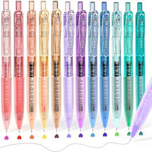 TEMU 포캐ندي 12개입 0.5mm 빠른 건조 리트랙터블 젤펜 세트, 귀여운 투명 미세펜 다색 잉크 펜 – 노트-taking & 드로잉용, 편안한 그립감, 12가지 색상, 사무실 및 가정용 필기구 – 백투에센셜!