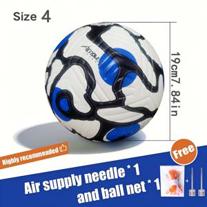 TEMU 사이즈 4 축구공, 유소년 학생 훈련 대회 표준 공, 펌프, 바늘, 네트 가방 포함, 무봉제, 미끄럼 방지 및 내마모성