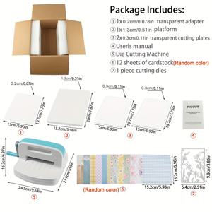 TEMU 수동 다이 커팅 엠보싱 기계 A5 모델 (카드스톡 12매, 다이 1개 포함), 카드 및 카드 제작 프로젝트를 위한 수제 도구