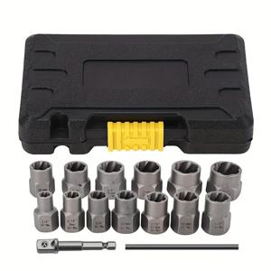 TEMU 15피스 너트 & 볼트 추출기 소켓 세트, 13사이즈 헥스 소켓 어댑터, 1/4