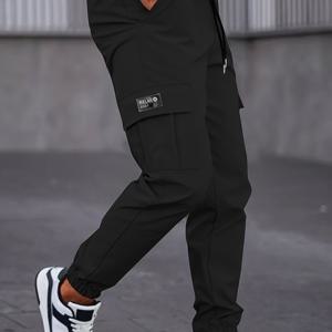 TEMU 새로운 크로스보더 남성 캐주얼 패션 멜빵 바지, 트라우저, 스포츠, 슬림핏, 핸섬, 봄/가을, 루즈핏, 묶은 발