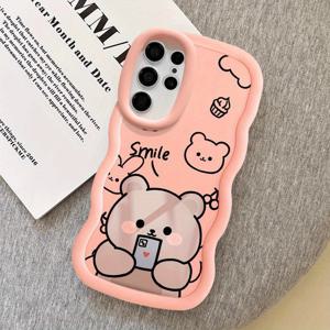 TEMU 사랑스러운 검은 곰 만화 폰 케이스 삼성 갤럭시 S20 FE S21 S23 S22 S24 S25 S23+ 울트라 S24 플러스 5G 코어용 - 소프트 폰 커버