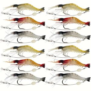TEMU 12pcs 소프트 셰리프 란 세트 - 실리콘 낚시 바이트, 현실적인 디자인, 내구성 및 효과적인 담수 및 해수 낚시, 물고기, 가시, 바스, 월리, 트라우트를 잡는 데 이상적, 낚시 도구 | 생동감 있는 란 | 내구성 있는 바이트, 낚시 액세서리