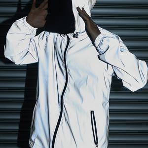 TEMU 아웃도어 풀 반사 남성용 재킷 힙합 야간용 샤이니 방풍 코트 후드 자켓 스트리트웨어 댄서 남녀공용 패션