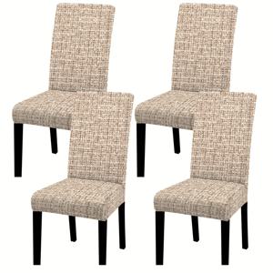 TEMU 4개/6개 텍스처 패턴, 베이지 및 커피 혼합 디지털 포지셔닝 프린트 의자 커버, 탈착식 및 세탁 가능한 의자 커버 세트, 부드럽고 밀착형 탄성 시트 먼지 덮개, 레스토랑, 주방, 연회장, 식당에 적합