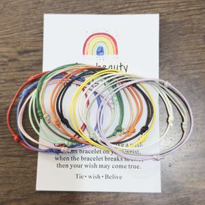 TEMU 12개 조절 가능한 쌓은 왁스 코드 팔찌 멀티컬러 이지 뉴트럴 핸드 로프 세트 여름 휴가 스타일 카드 포장 선물