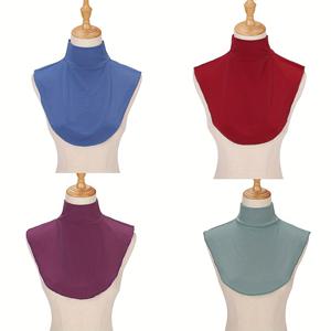 TEMU 단색 탈부착 칼라 상의 액세서리 4개 세트, 무슬림 의류 코디용 하이넥 탈부착 칼라