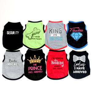 TEMU 8개 세트 애완견 고양이 봄 여름 레터링 프린트 티셔츠 통기성 좋은 쿨 셔츠 소년용 얇은 풀오버 조끼